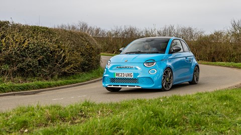 Abarth 500e cornering