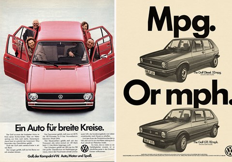 Period VW Golf advert: 'A car for broad circles,' code for 'oldies welcome here'