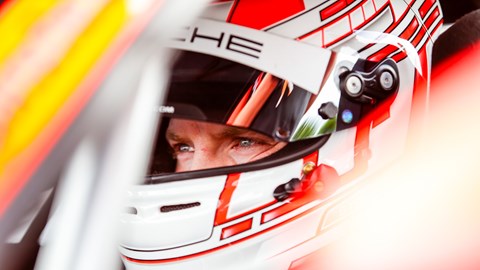 Image of Porsche Carrera Cup GB driver Josh Stanton, close of his helmet