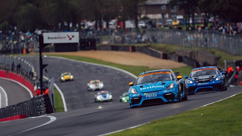 Image of Toby Trice driving Porsche 718 Caymab GT4 RS Club Sport at Brands Hatch