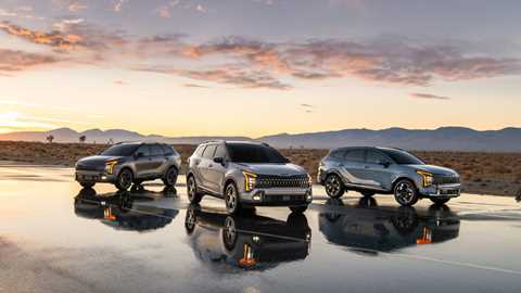 Image of the 2025 Kia Sportage model range in static line-up