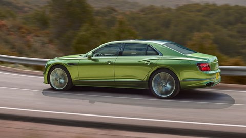 Bentley Flying Spur Speed review - green, rear, driving