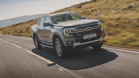 The Ford Ranger on a country road
