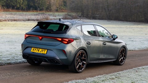 Cupra Leon (2024) review: rear driving, matte grey paint