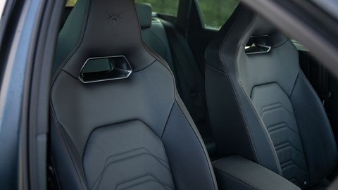 Cupra Leon (2024) review: front seats, black leather upholstery