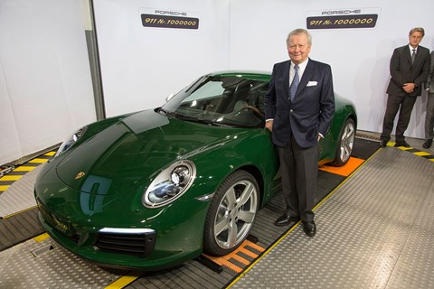 Chairman Dr Wolfgang Porsche with the millionth 911