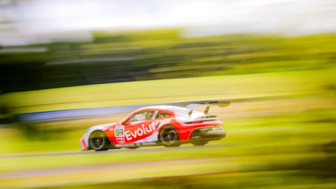 Image of Josh Stanton in his Porsche 911 race car at Croft