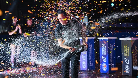 James Barclay celebrating