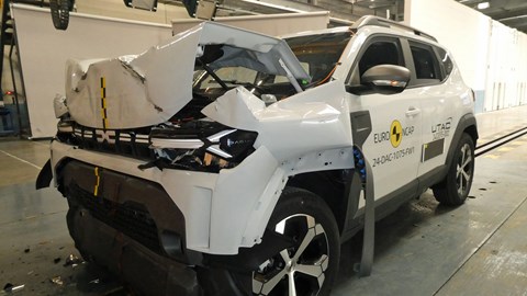 Least safe cars - Dacia Duster official crash test picture from 2024