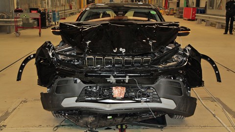 Least safe cars - Jeep Avenger official crash test picture from 2024