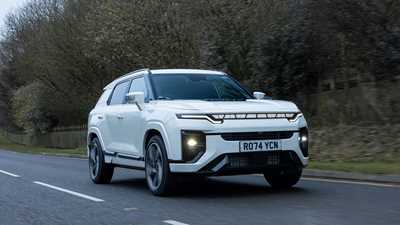 KGM Actyon (2025) review: front three quarter driving, low angle, white paint