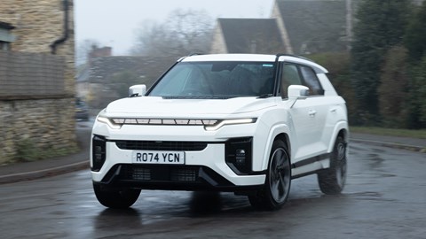 KGM Actyon (2025) review: front three quarter cornering, white paint