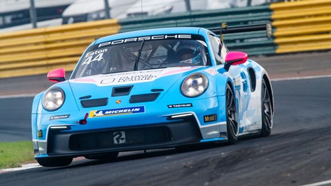 Porsche 911 GT3 Cup racing at Croft