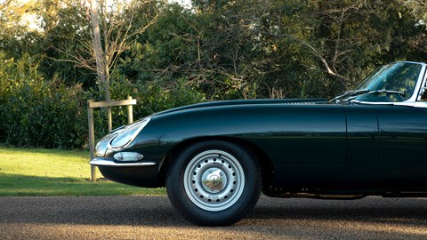 Jaguar E-Type by E-Type UK (2025) review: front end with Dunlop mags