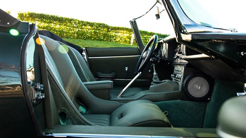 Jaguar E-Type by E-Type UK (2025) review: front seats, green leather upholstery