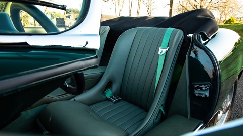 Jaguar E-Type by E-Type UK (2025) review: driver's seat, green leather upholstery