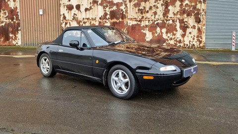 Electrogenic MX-5 review - front, roof-up, Bicester Heritage, Bauer Media exclusive image