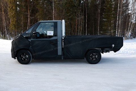 Kia PV5 chassis cab van spyshots, side on