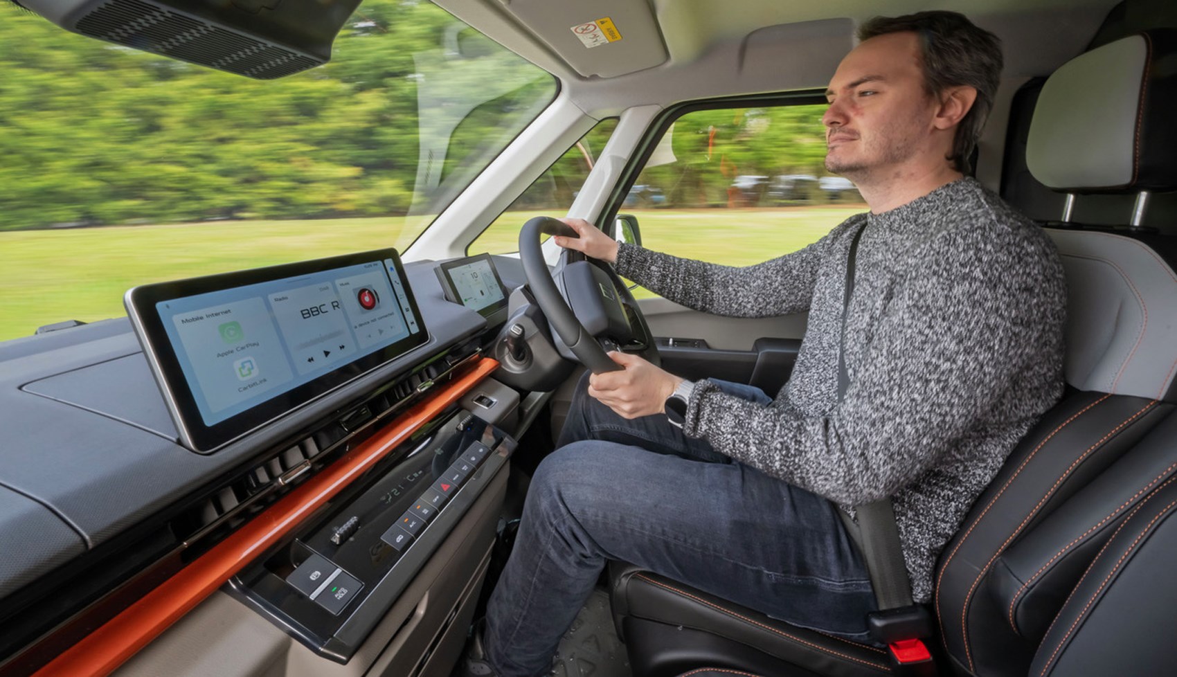 Interior of the Farizon SV van, showing the seats and dashboard.