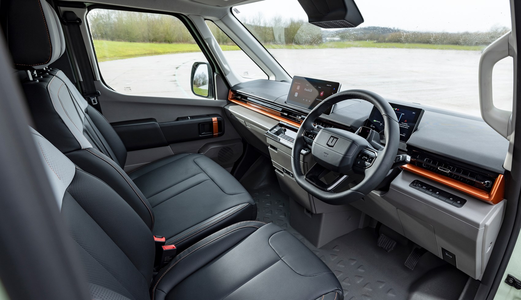 The dashboard of the Farizon SV van, showing the central display and controls.