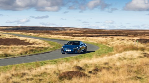 S e-Tron GT - far away on the road dynamic shot