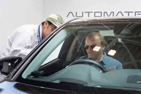 Author Keith Adams getting the lowdown on the autonomous Hondas