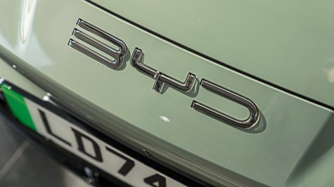 BYD Seal month 4 - BYD badge on green Seal