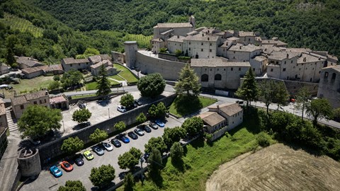 Auto Vivendi fleet lined up at an Italian hotel