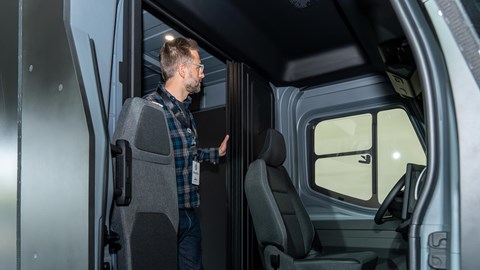 The bulkhead door in the Renault Estafette.