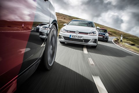 Hot hatch triple test review: VW Golf GTI vs Peugeot 308 GTI vs Mini John Cooper Works JCW