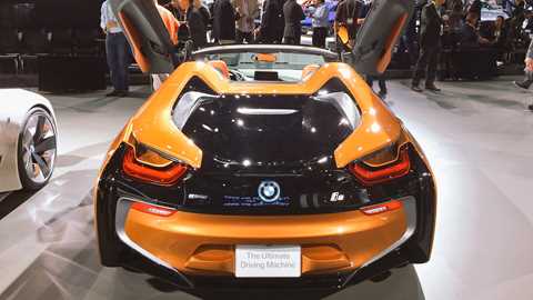The new BMW i8 Roadster, unveiled at the 2017 Los Angeles auto show