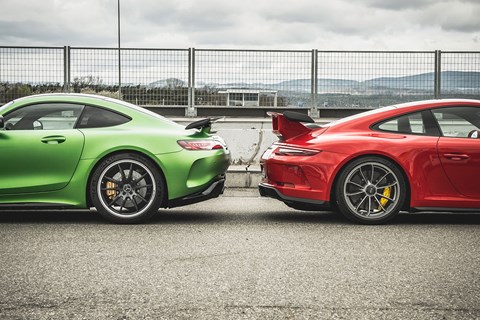 Mercedes-AMG GT R vs Porsche 911 GT3 twin test review