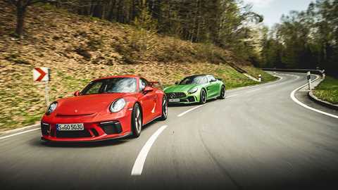 Porsche 911 GT3 vs Mercedes-AMG GT R twin test review by CAR magazine UK