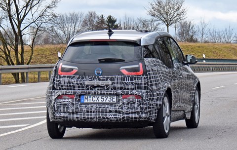 Rear end of facelifted 2018 BMW i3 electric car: spy photos