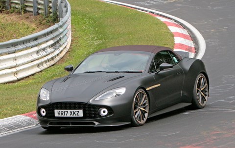 Aston Martin Vanquish Zagato Volante: spy photos at the Nurburgring