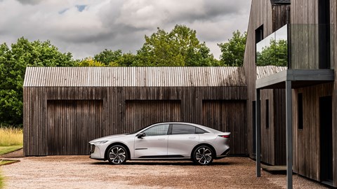 Mazda 6e (2026) review: side view static, grey paint