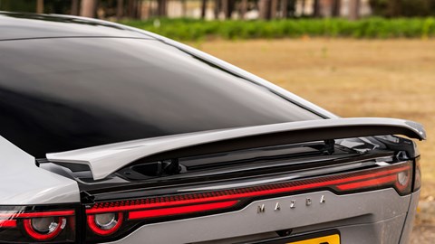 Mazda 6e (2026) review: active rear spoiler, grey paint