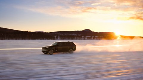 Range Rover Electric on a frozen lake