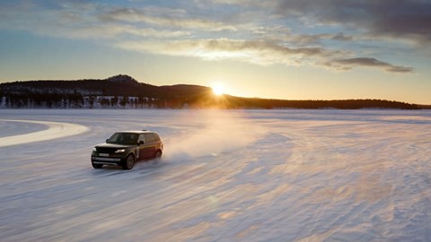 Range Rover Electric on a frozen lake