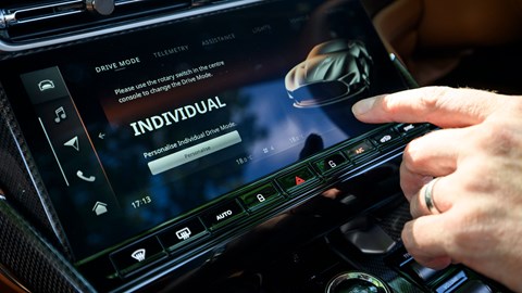 Aston Martin Vanquish Volante review - driving mode screen