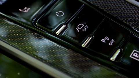 Aston Martin Vanquish Volante review - button to turn off lane-keeping assist