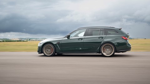 BMW M3 CS Touring side-on at Thruxton