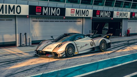 Pagani Huayra R Evo Roadster pitlane front three-quarter