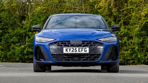 Audi A6 saloon (2025) review: front static, blue paint