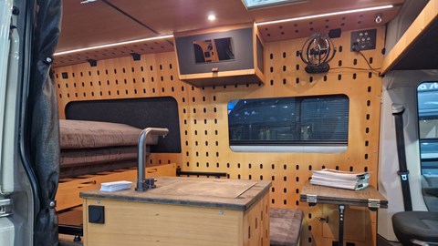 Castino-equipped self-made van at Dusseldorf Caravan Salon 2025 - interior kitchen