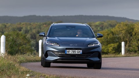 BYD Seal 6 DM-i (2025) Touring review: front three quarter cornering, blue paint