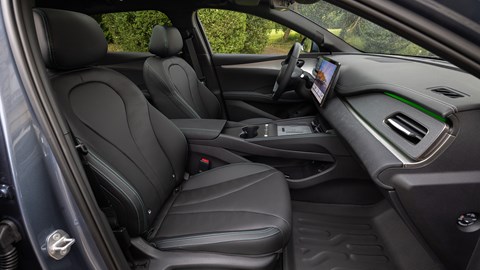 BYD Seal 6 DM-i (2025) Touring review: front seats, black faux leather upholstery