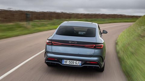 BYD Seal 6 DM-i saloon (2025) review: rear tracking, blue paint