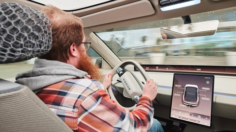 Skoda Vision O interior with Alan Taylor-Jones driving
