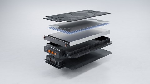 Exploded image of a Rimac solid-state battery